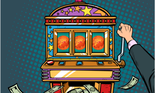 science Mars exploration prize slot machine. Pop art retro vector illustration vintage kitsch