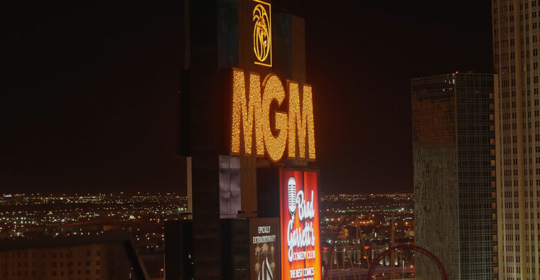 MGM Hotel Las Vegas at night - LAS VEGAS-NEVADA - OCTOBER 11, 2017