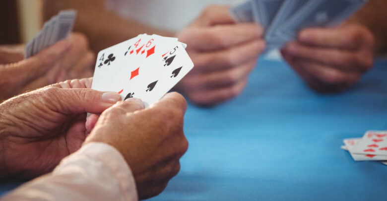 card games Retired people playing card in a retirement home