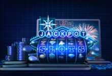 Abstract gambling concept image for online casinos offering for play slot games with progressive jackpots feature. 3D illustration showing, in wireframe style, casino game elements