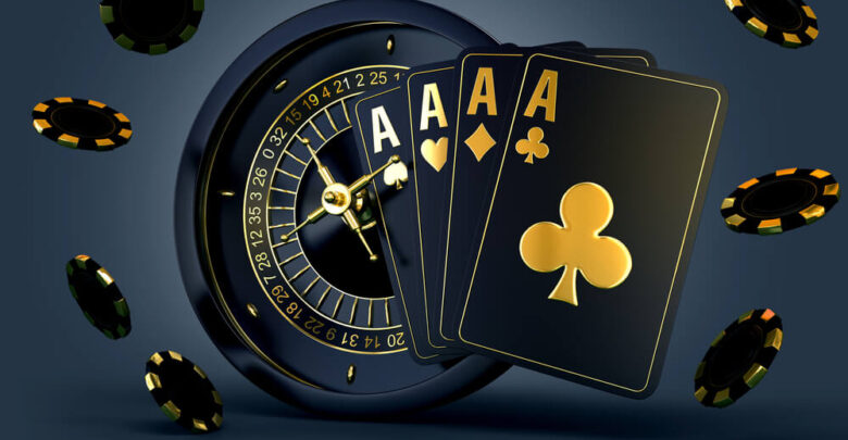 casino mix roulette set card chips 3d render 3d rendering illustration