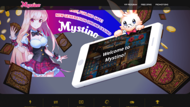 Mystino Casino Review - screenshot of their homepage