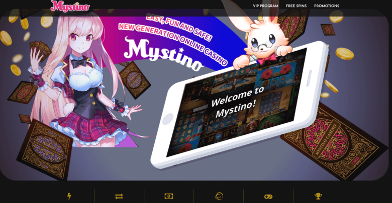 Mystino Casino Review - screenshot of their homepage