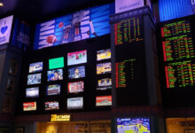 Sports betting board at the New York New York Casino and Hotel. Las Vegas, Nevada. March 14, 2021